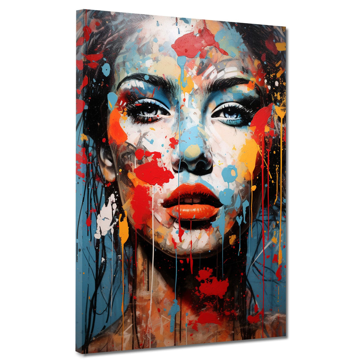 Frau frontal Pop Art Face Style – Wandbild