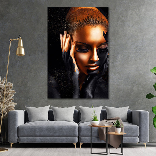 Frau Abstract Gold Edition als Acrylglasbild