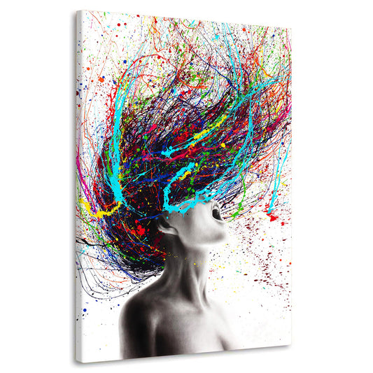 Wandbild Frau Hair Abstract im Pop Art Stil auf Leinwand