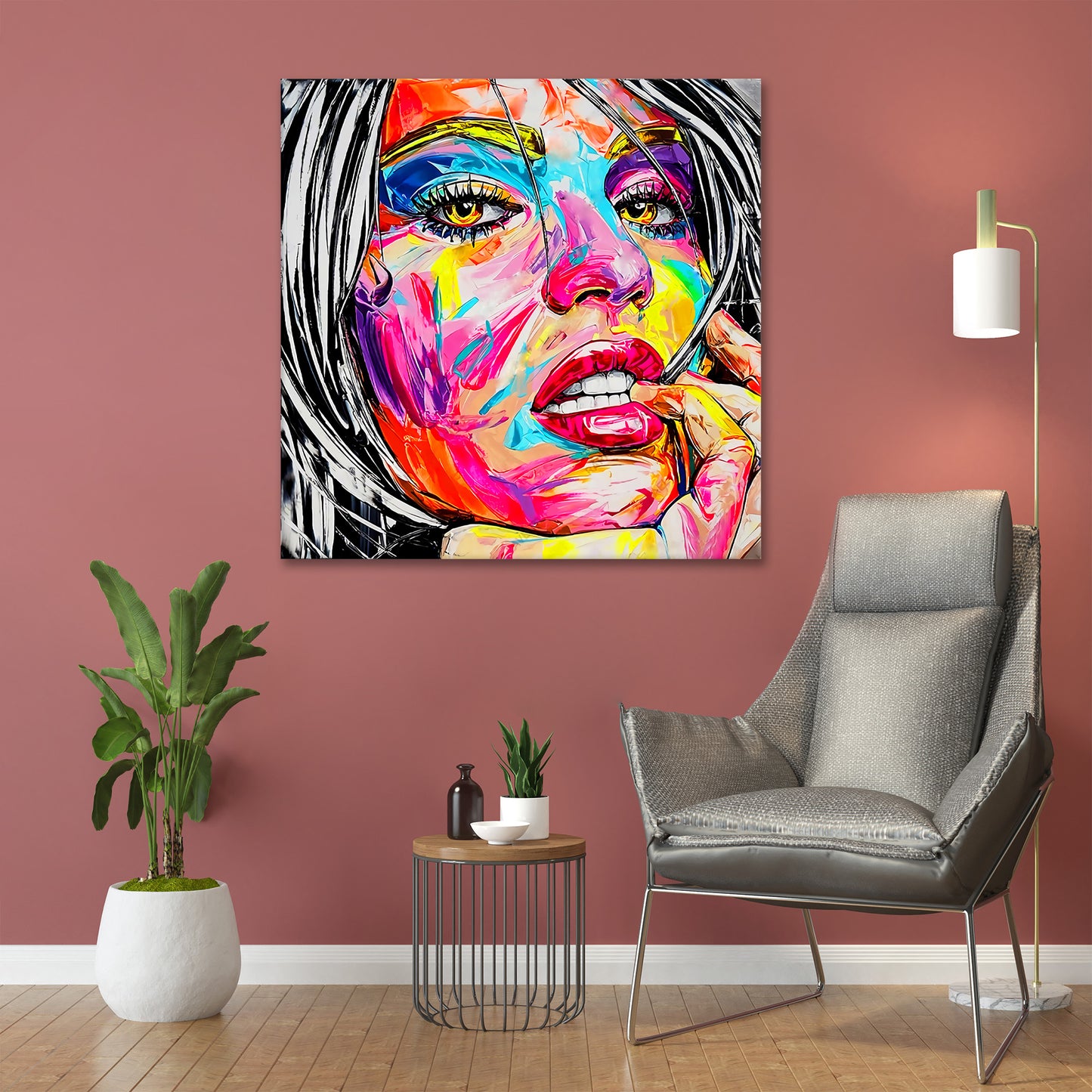 Wandbild Pop Art Colour Face