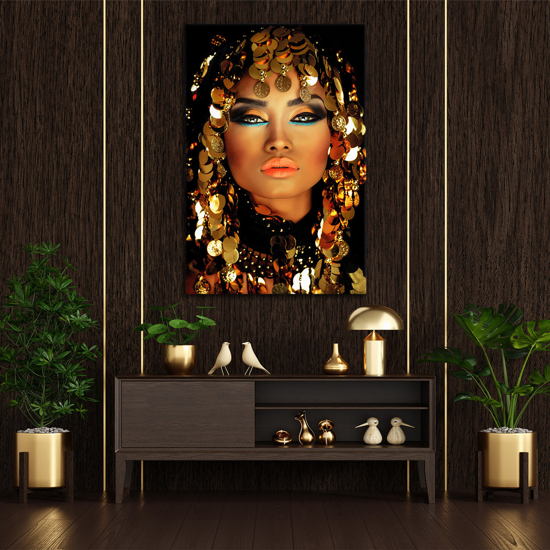 Arabische Königin mit Goldschmuck als Acrylglasbild
