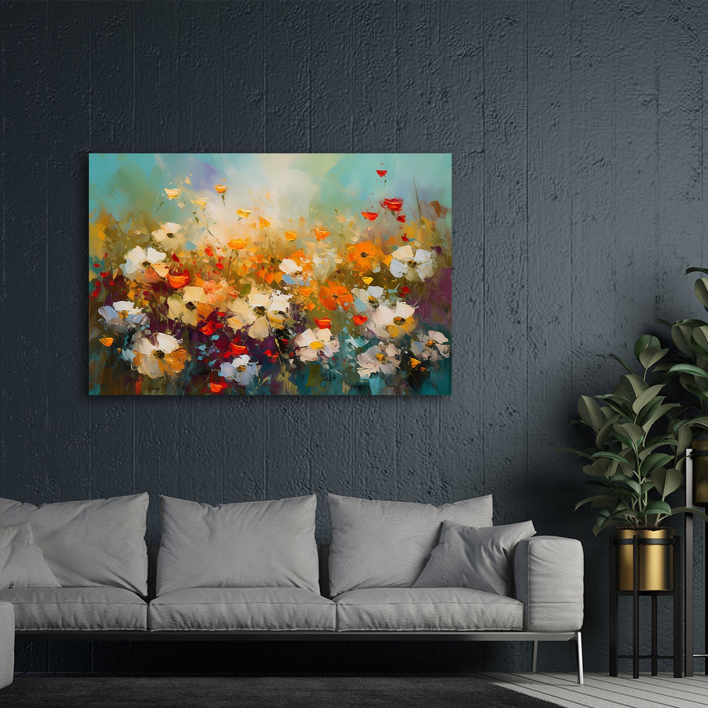 Abstrakt Blumenwiese lebendige Leichtigkeit Wandbild