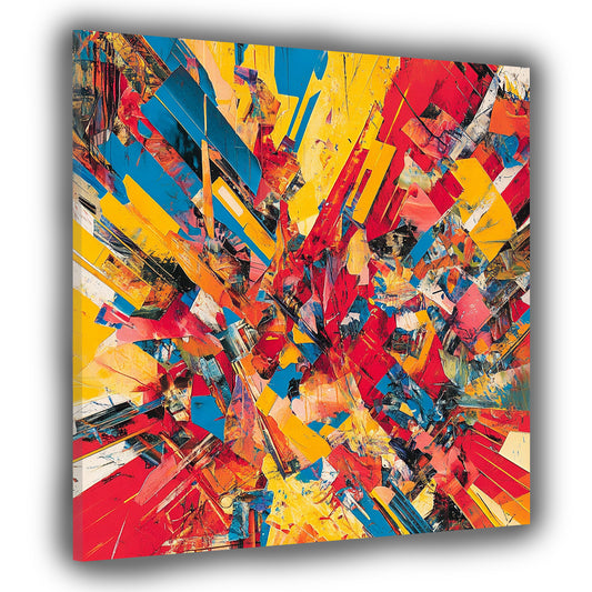 Abstrakt dynamische Explosion Rot Gelb Blau Wandbild