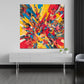 Abstrakt dynamische Explosion Rot Gelb Blau Wandbild