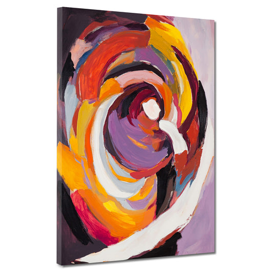 Abstrakt Farbwirbel in Lila Gelb Orange Wandbild