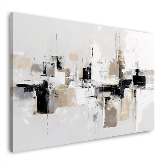 Abstrakt Formenkomposition Beige Schwarz Weiß Wandbild