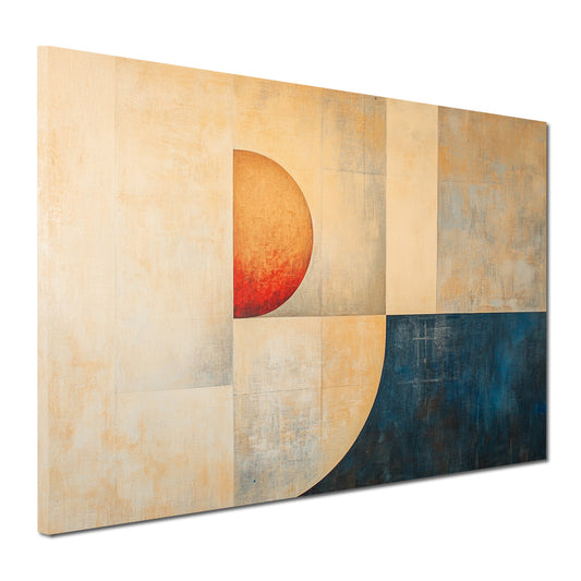 Abstrakt Geometrie Beige Blau Orange Wandbild