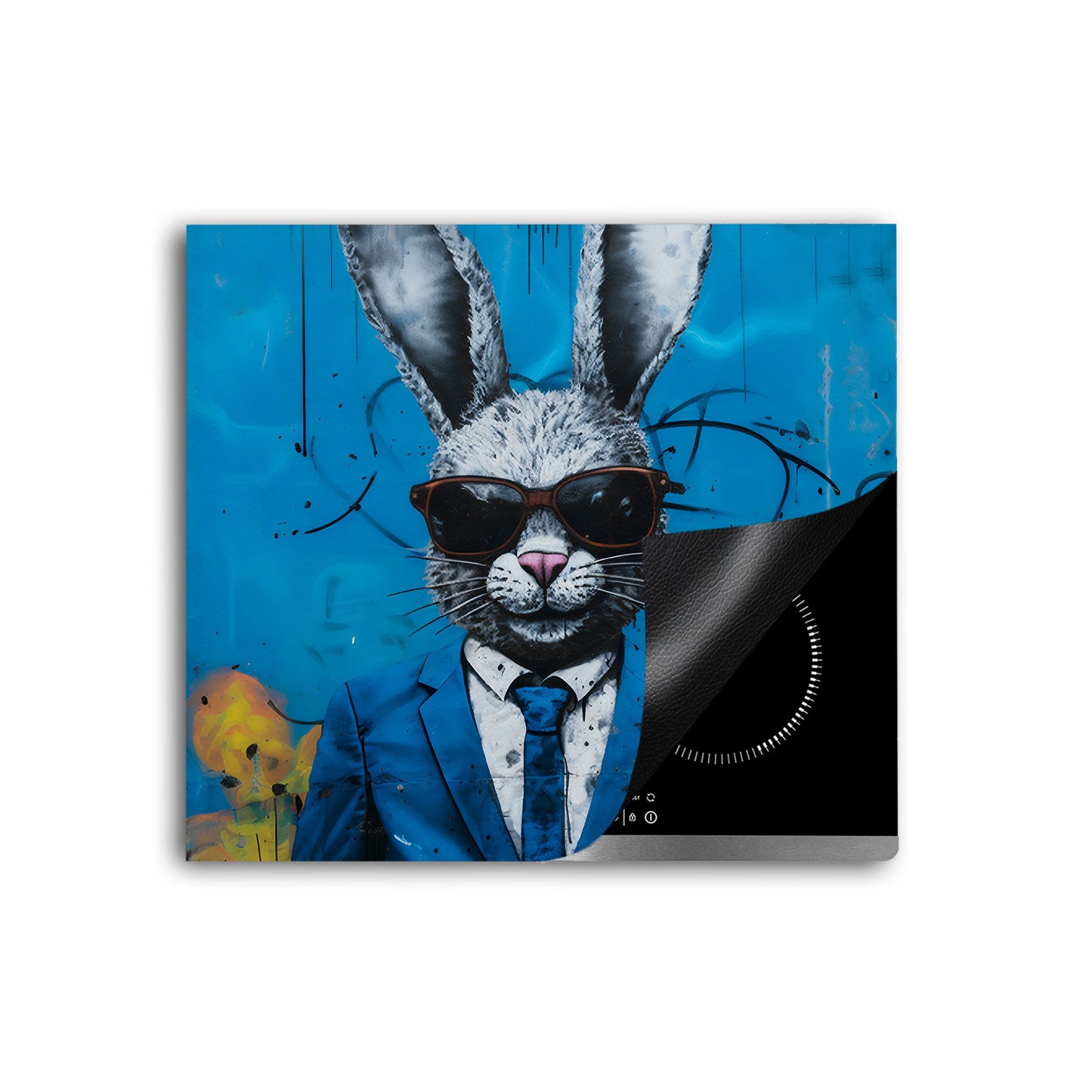 Abstrakt Hase im Anzug Herdabdeckplatte Induktionsschutz für Ceranfeld & Küche Deko