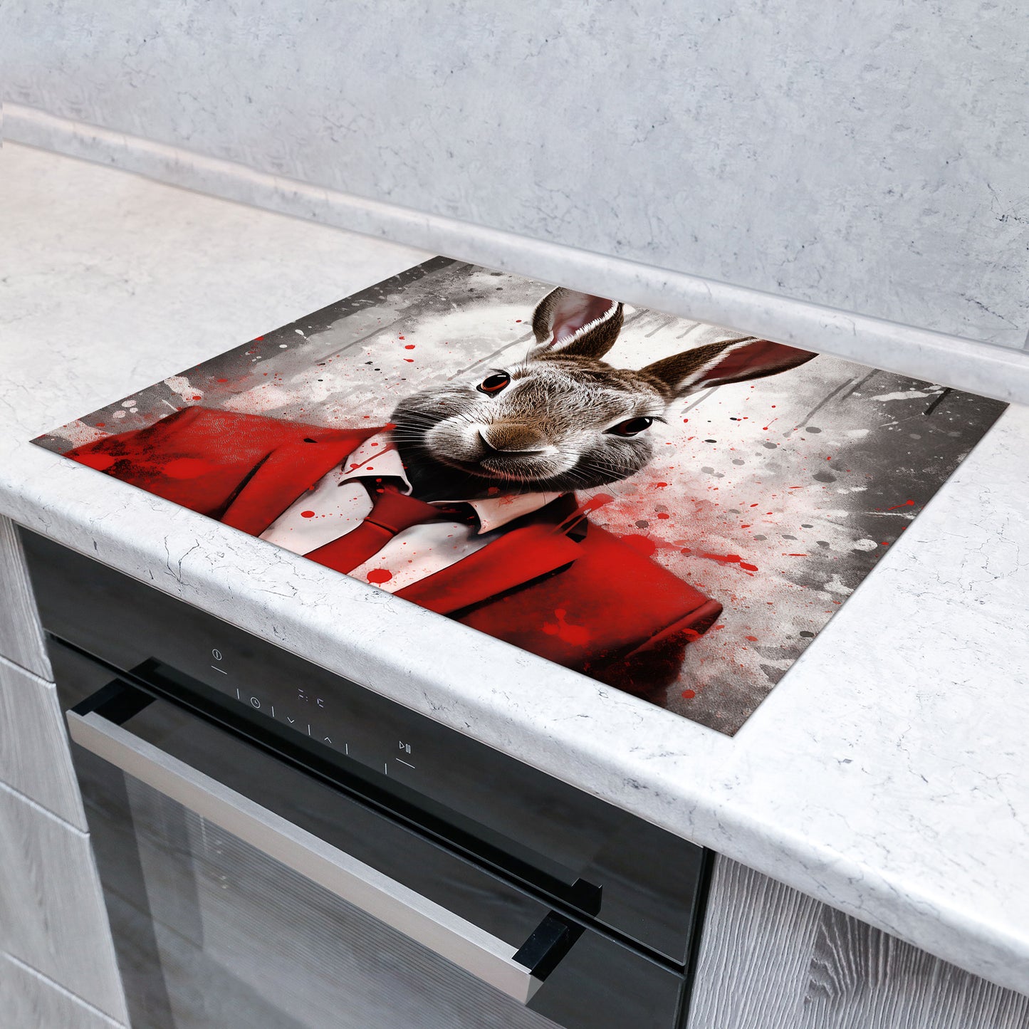 Abstrakt Hase Pop Art Herdabdeckplatte Induktionsschutz für Ceranfeld & Küche Deko