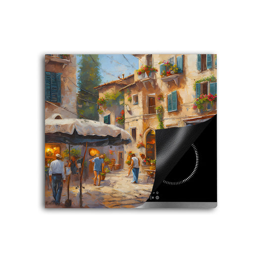 Abstrakt Italien Dorf Herdabdeckplatte Induktionsschutz für Ceranfeld & Küche Deko