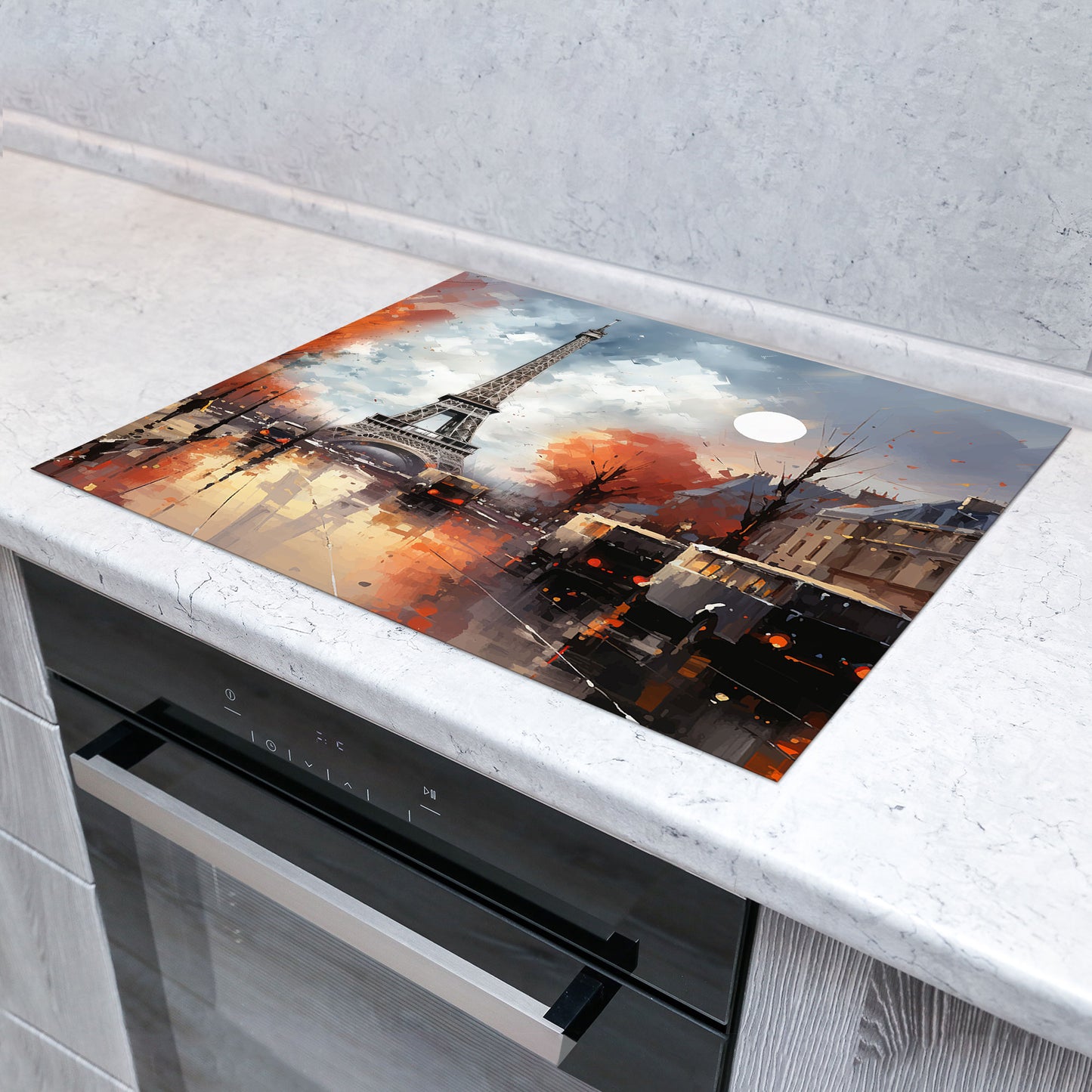 Abstrakt Paris Eiffelturm Herdabdeckplatte Induktionsschutz für Ceranfeld & Küche Deko