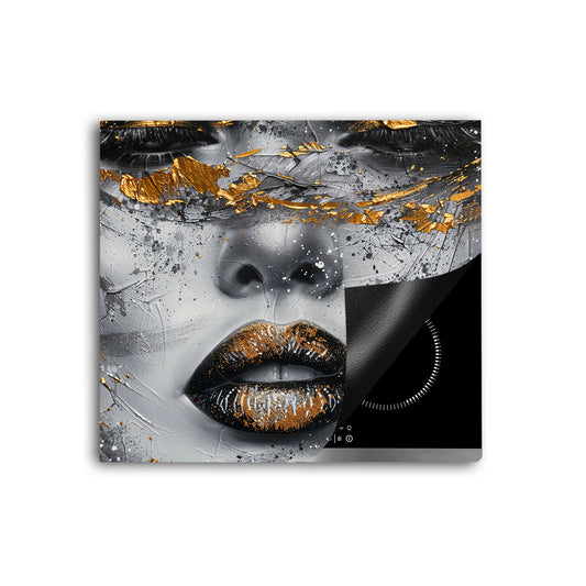 Abstrakt weibliches Gesicht Herdabdeckplatte Induktionsschutz für Ceranfeld & Küche Deko