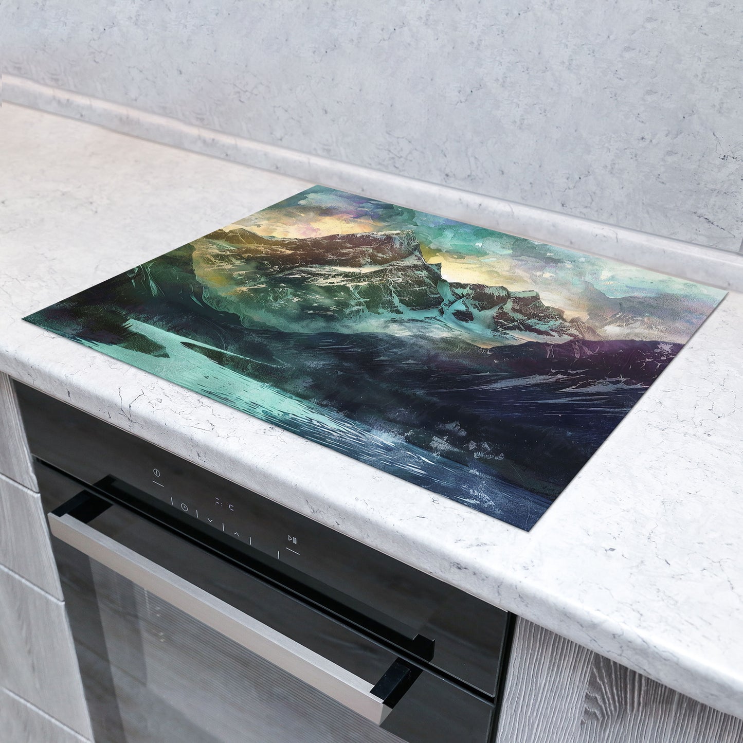 Abstrakt wunderschöne Berge Herdabdeckplatte Induktionsschutz für Ceranfeld & Küche Deko