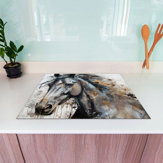 Abstrakt wunderschönes Pferd Herdabdeckplatte Induktionsschutz für Ceranfeld & Küche Deko
