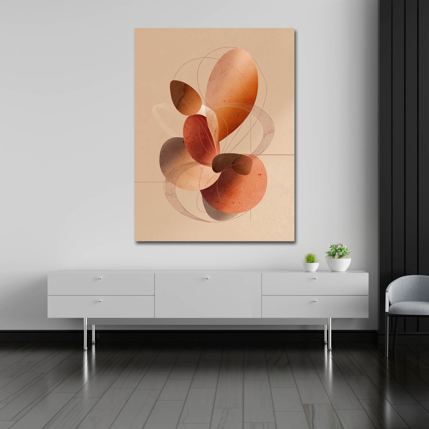 Abstrakte Komposition Minimalismus warme Erdtöne Wandbild