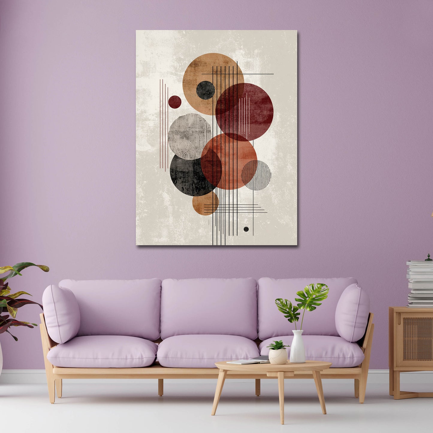 Abstrakte Kreise Geometrie Retro Minimalismus Wandbild