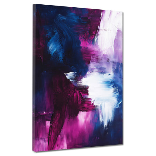 Abstrakte Kunst Blau Lila Pinselstriche Wandbild