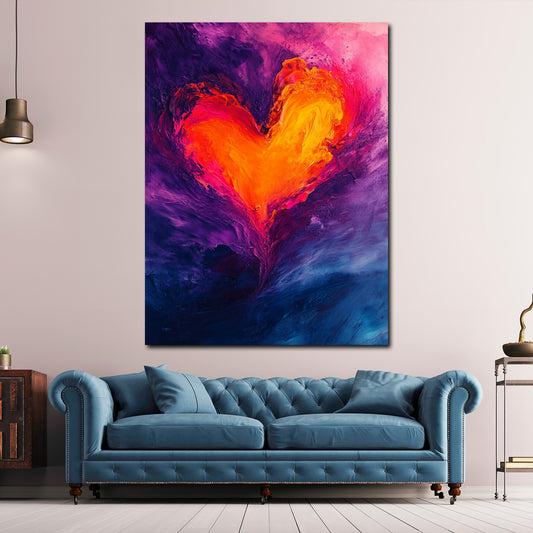 Abstrakt Herz Flammen Liebe Farbenspiel Wandbild