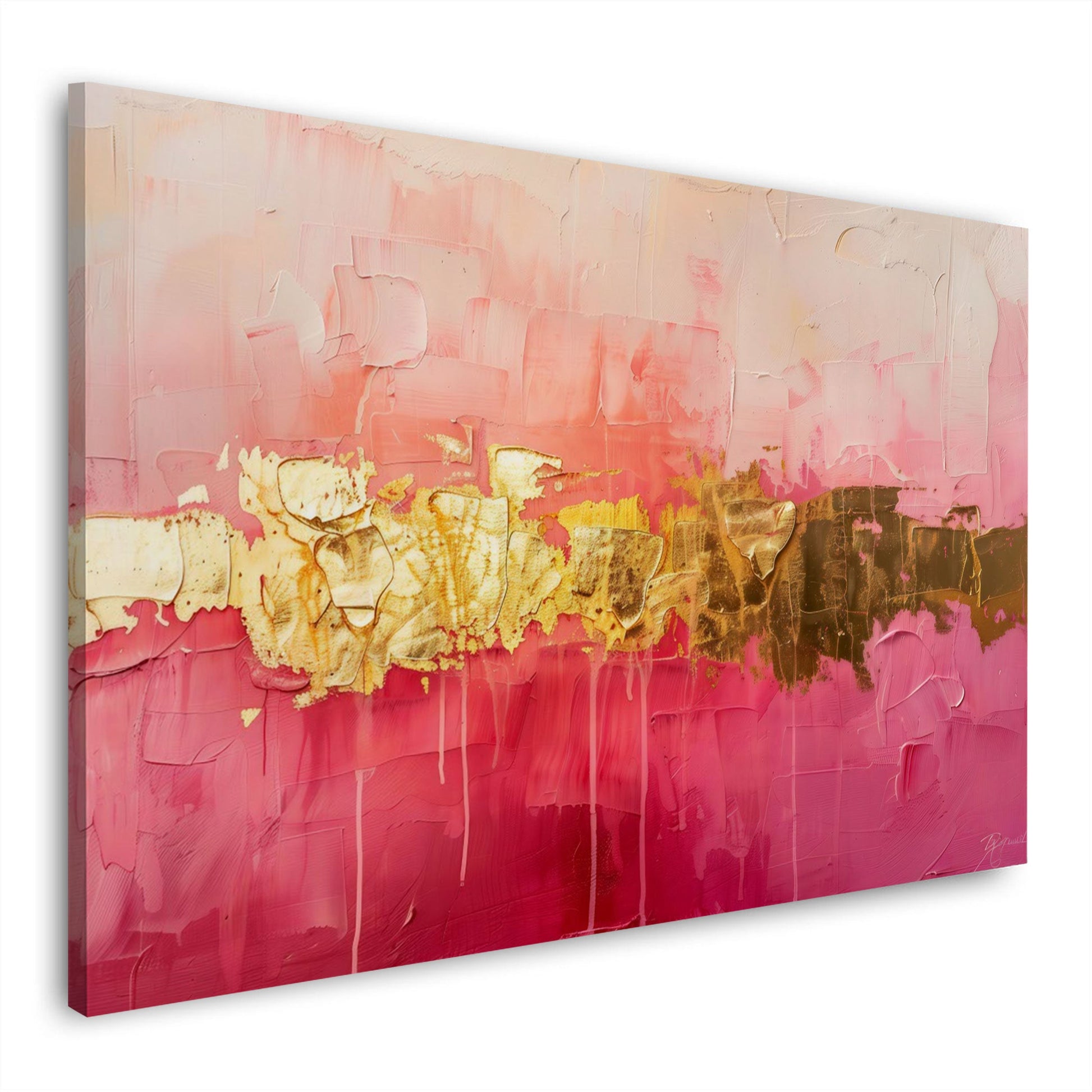 Abstrakte Malerei rosa Gold modern elegant Wandbild – 3D Mockup