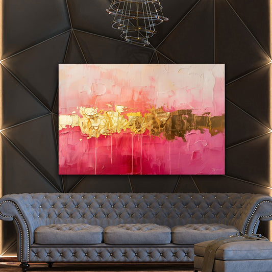 Rosa Gold Wandbild im Wohnzimmer