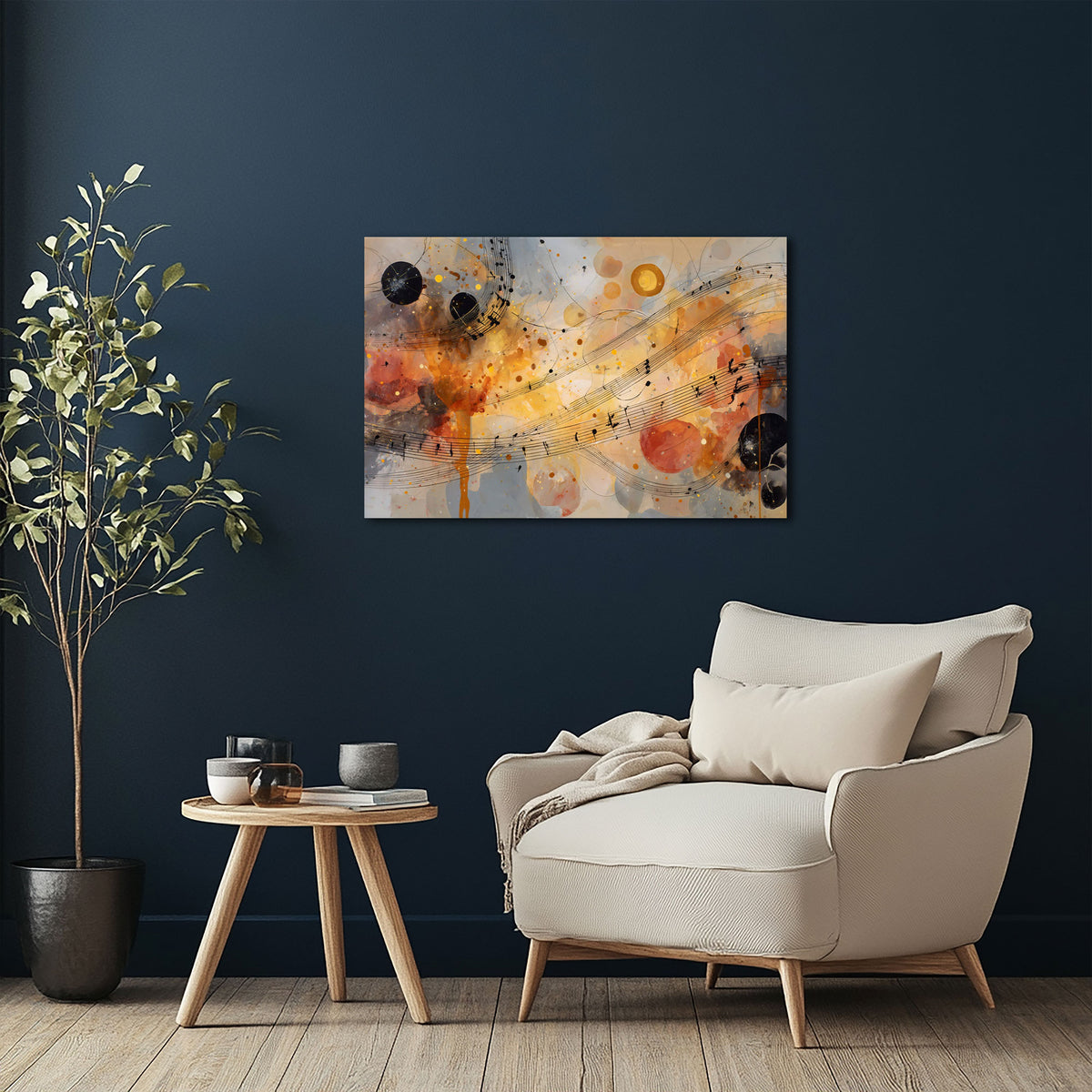 Abstrakte Notenkomposition als Kunstwerk Wandbild