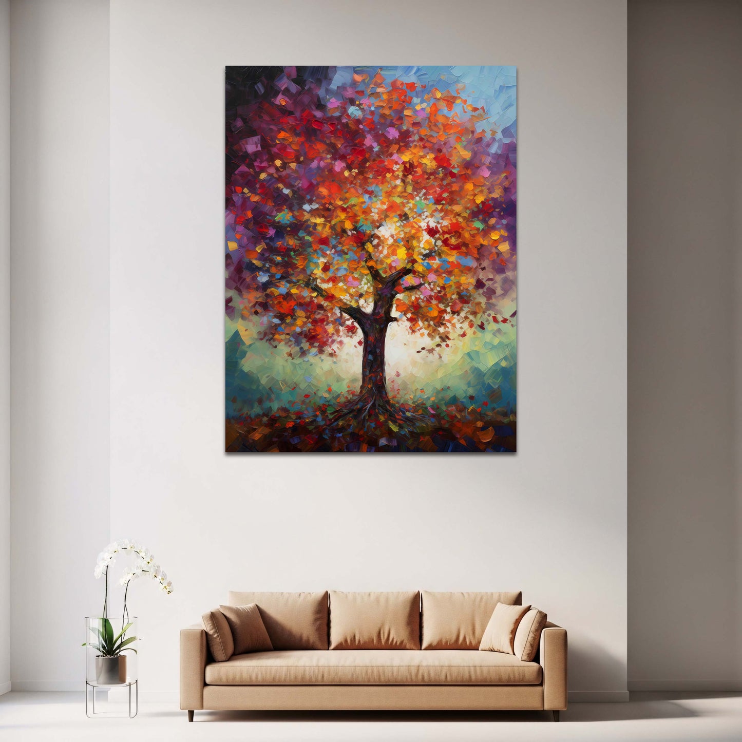 Abstrakter Baum im Herbst bunte Farben Kunst Wandbild