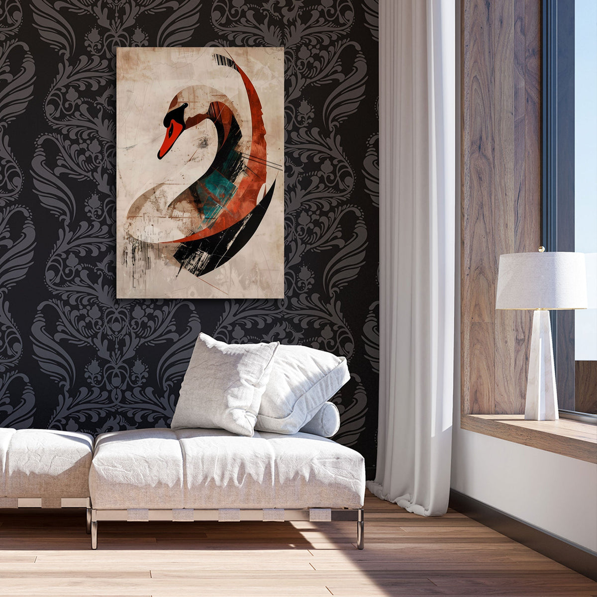 Modernes Tier Wandbild im Hochformat an einer Wohnraumwand