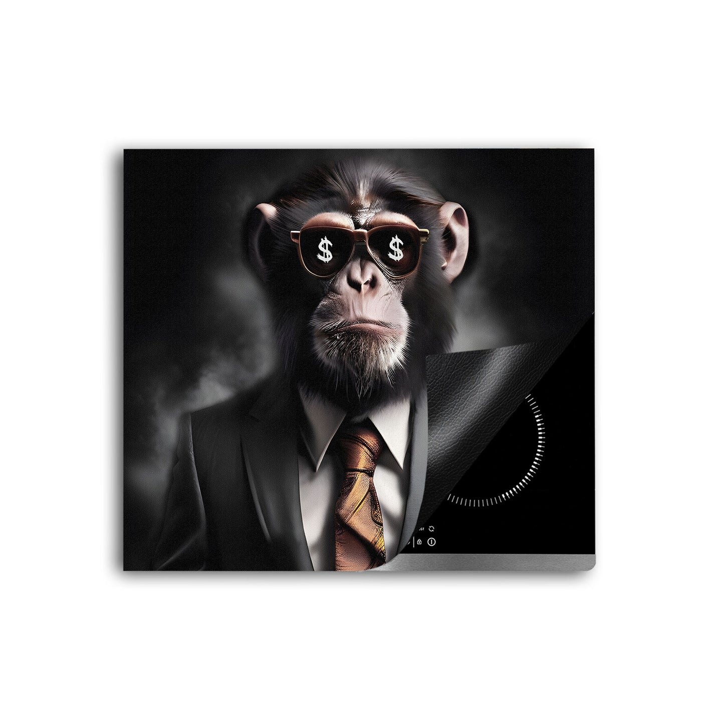 Affe im Anzug mit Sonnenbrille Herdabdeckplatte Induktionsschutz für Ceranfeld & Küche Deko