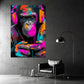 Affe mit Kopfhoerern und Gamecontroller Graffiti Wandbild