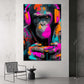 Affe mit Kopfhoerern und Gamecontroller Graffiti Wandbild