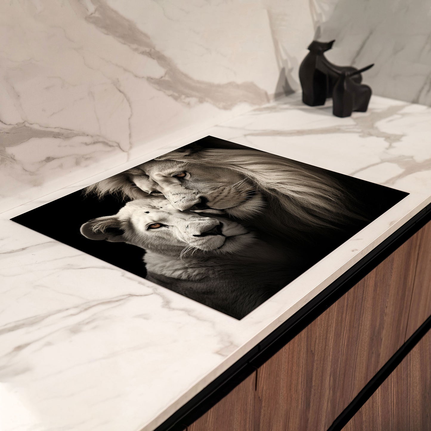 Afrika Löwenpaar Herdabdeckplatte Induktionsschutz für Ceranfeld & Küche Deko