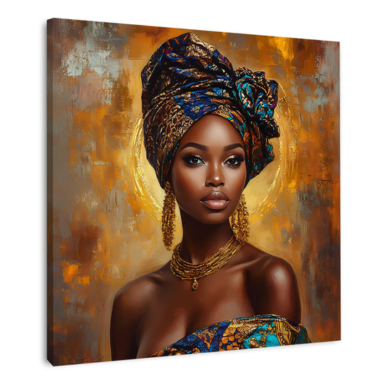 Afrikanische Frau Porträt Gold Schmuck Eleganz Wandbild