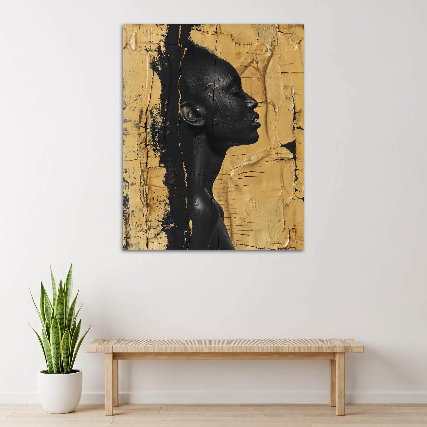 Afrikanische Frau Porträt gold schwarz moderne Kunst Wandbild