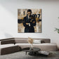 Quadratisches Pop Art Wandbild an einer Wohnraumwand