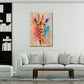 Aquarell Giraffenportrait bunt und farbenfroh Wandbild