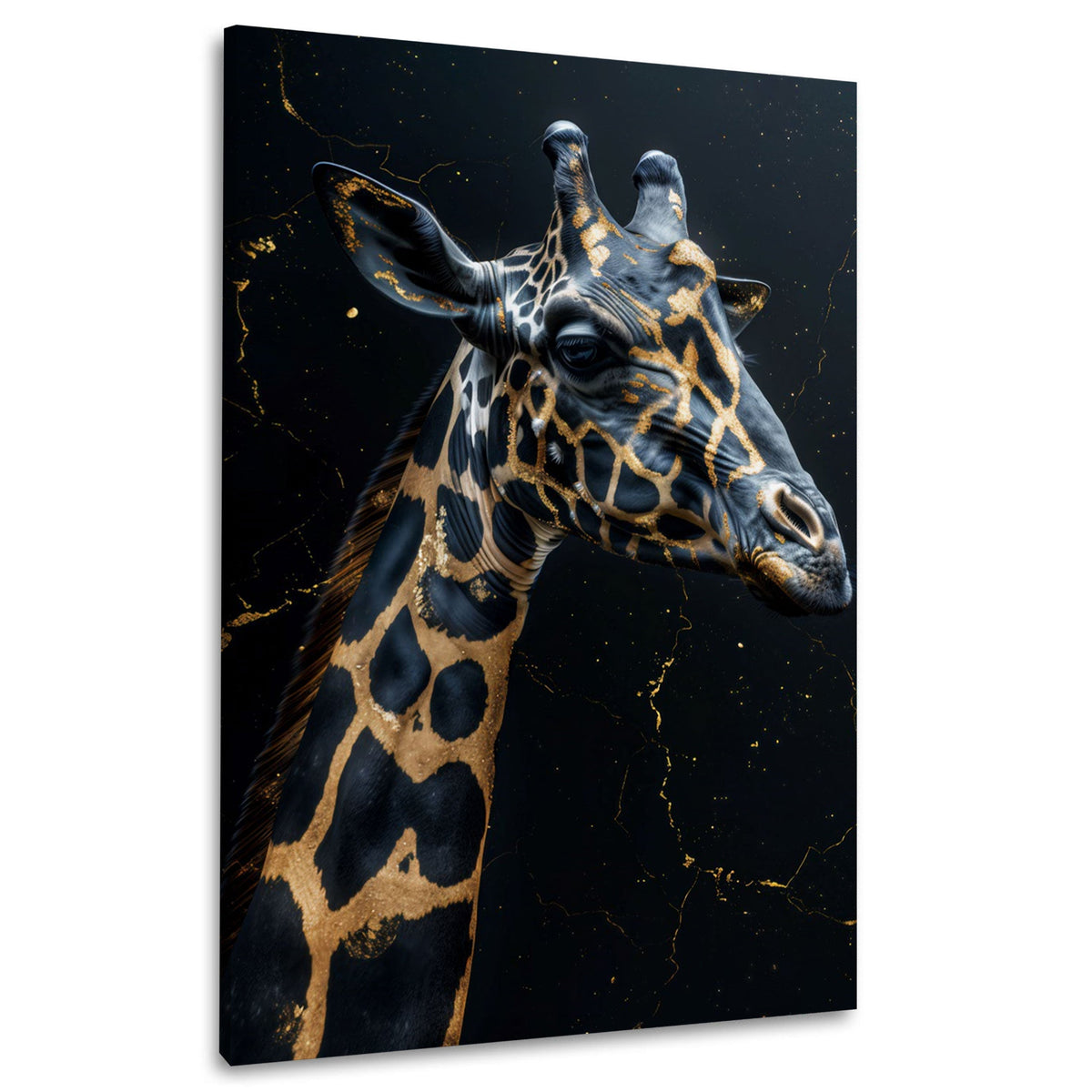 Farbenfrohes Giraffenportrait Wandbild in zarten Farbverläufen