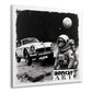 Astronaut Maus neben Retro Auto im All BANKSY-ART Wandbild