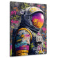 Astronaut Pop Art Street Art Profil Neonfarben Weltraum Wandbild