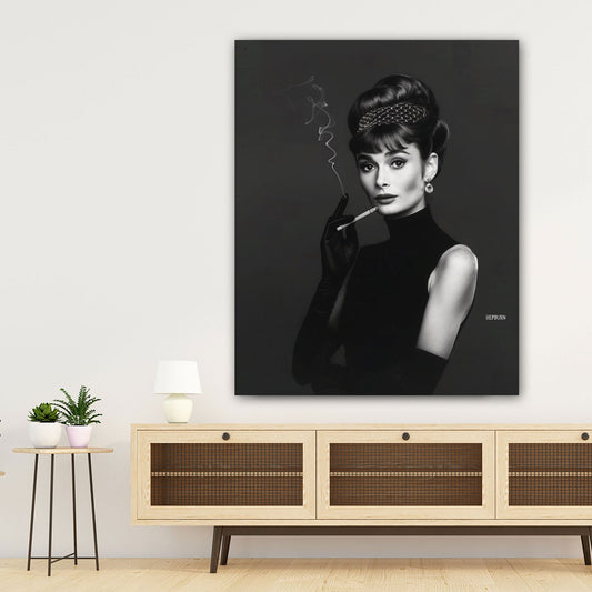Audrey elegant schwarz-weiß Hollywood Porträt Wandbild
