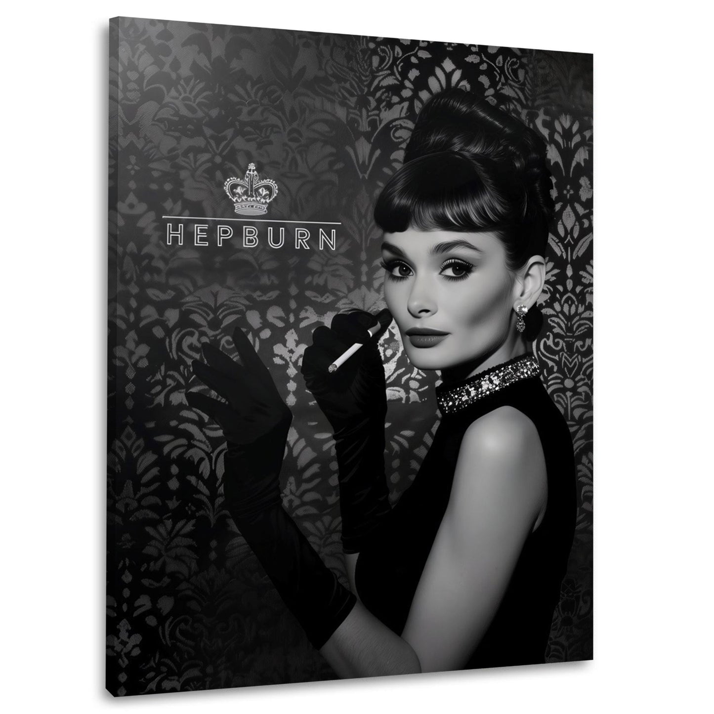 Elegantes Audrey-Porträt schwarz-weiß Ikone Wandbild