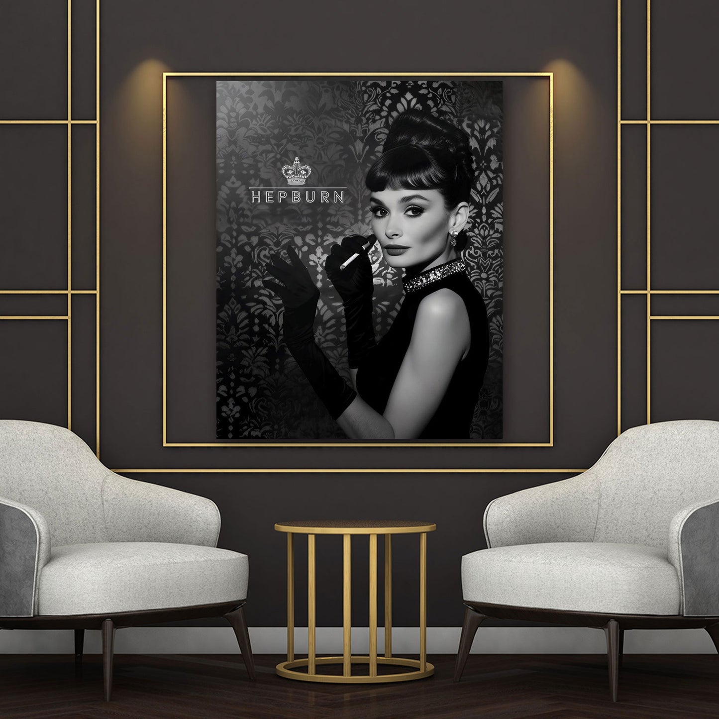 Elegantes Audrey-Porträt schwarz-weiß Ikone Wandbild