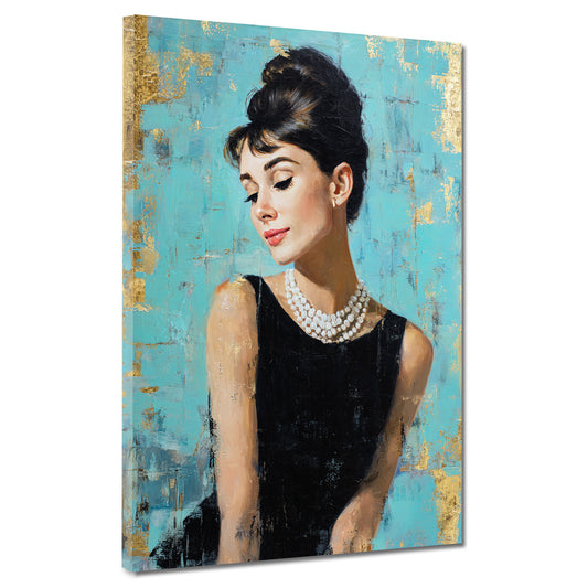 Audrey Porträt Modeikone Eleganz Retro Stil Wandbild