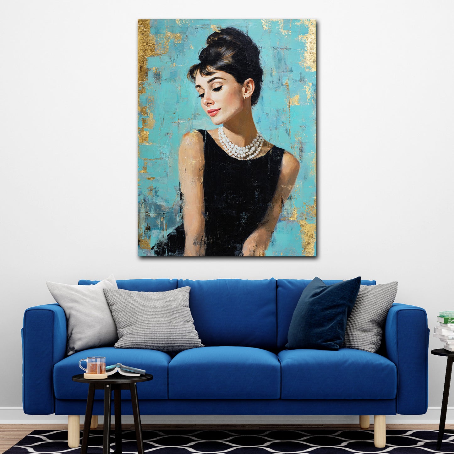 Audrey Porträt Modeikone Eleganz Retro Stil Wandbild