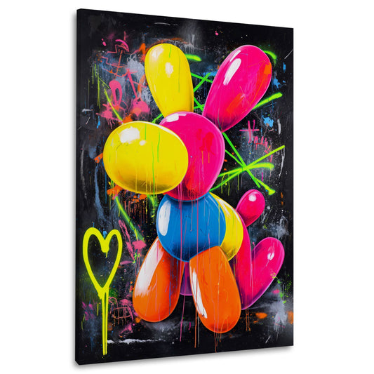 Ballonhund Pop Art Neonfarben abstrakt Wandbild
