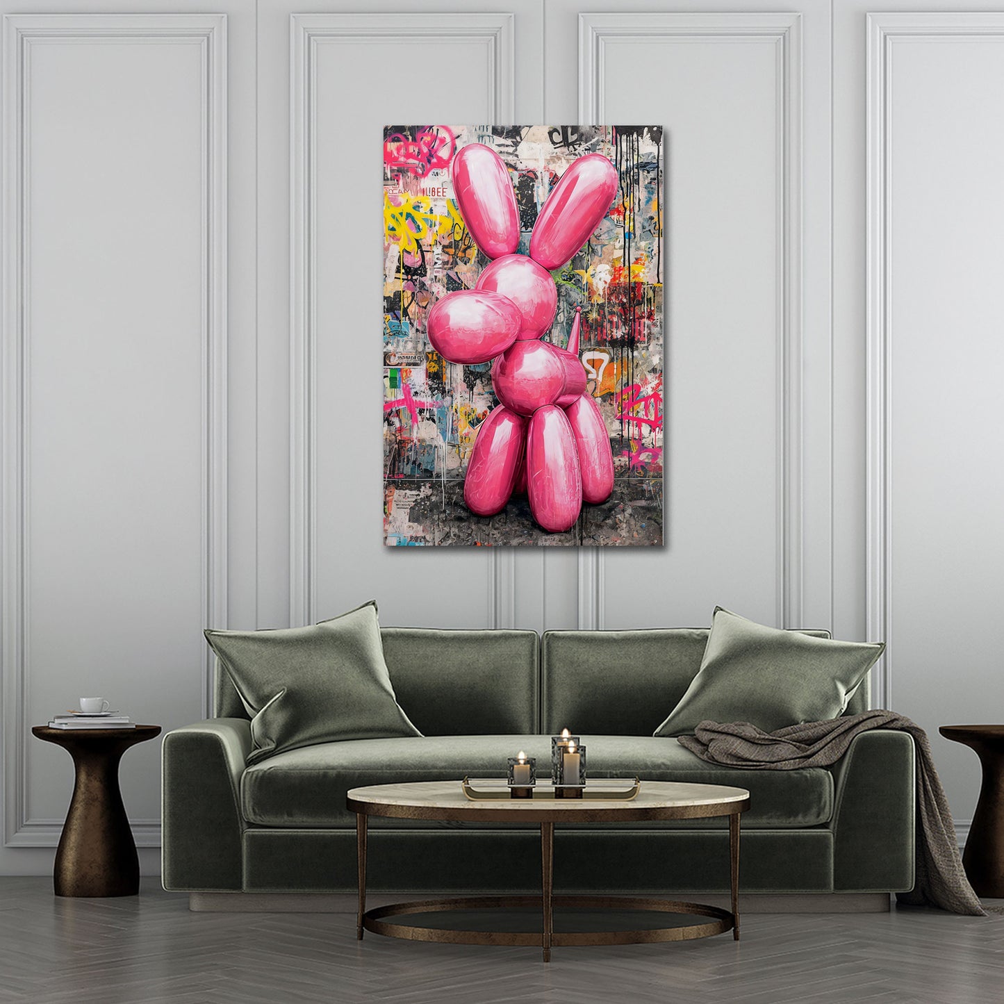 Ballonhund Pop Art pink Skulptur modern Wandbild