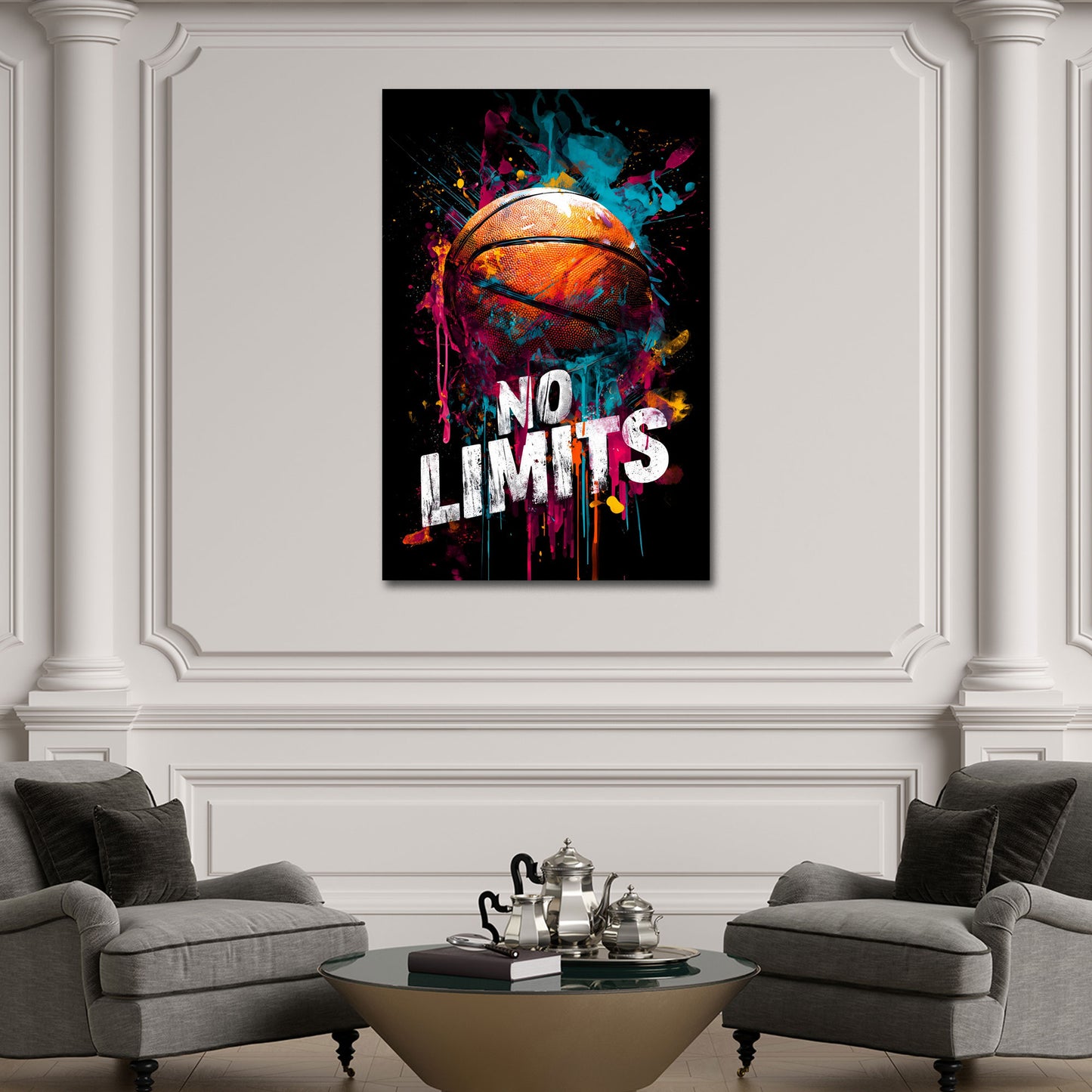 Basketball in Pop Art Splash Motivation No Limits Wandbild