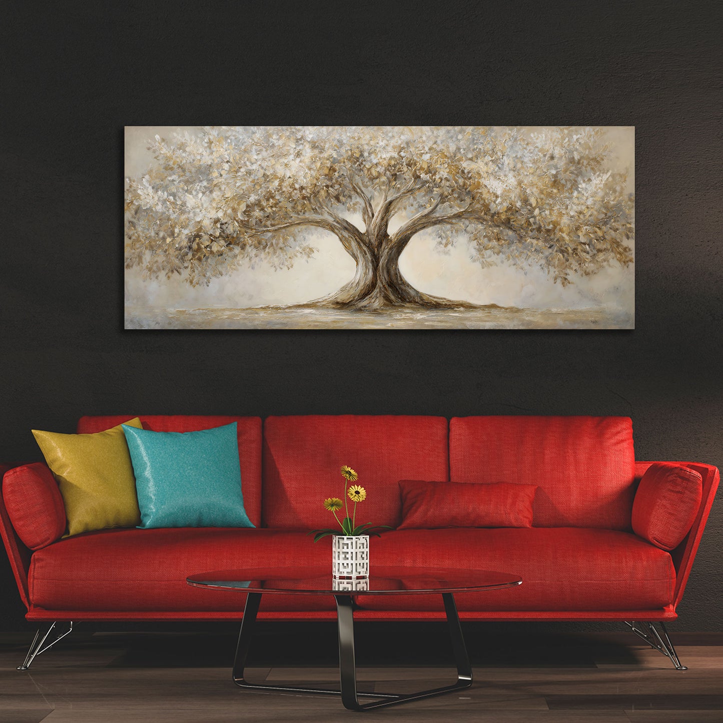 Baum Landschaft goldene Blätter Natur Wandbild