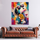 Comic Beagle Pop Art Wandbild im Hochformat an einer Wohnraumwand