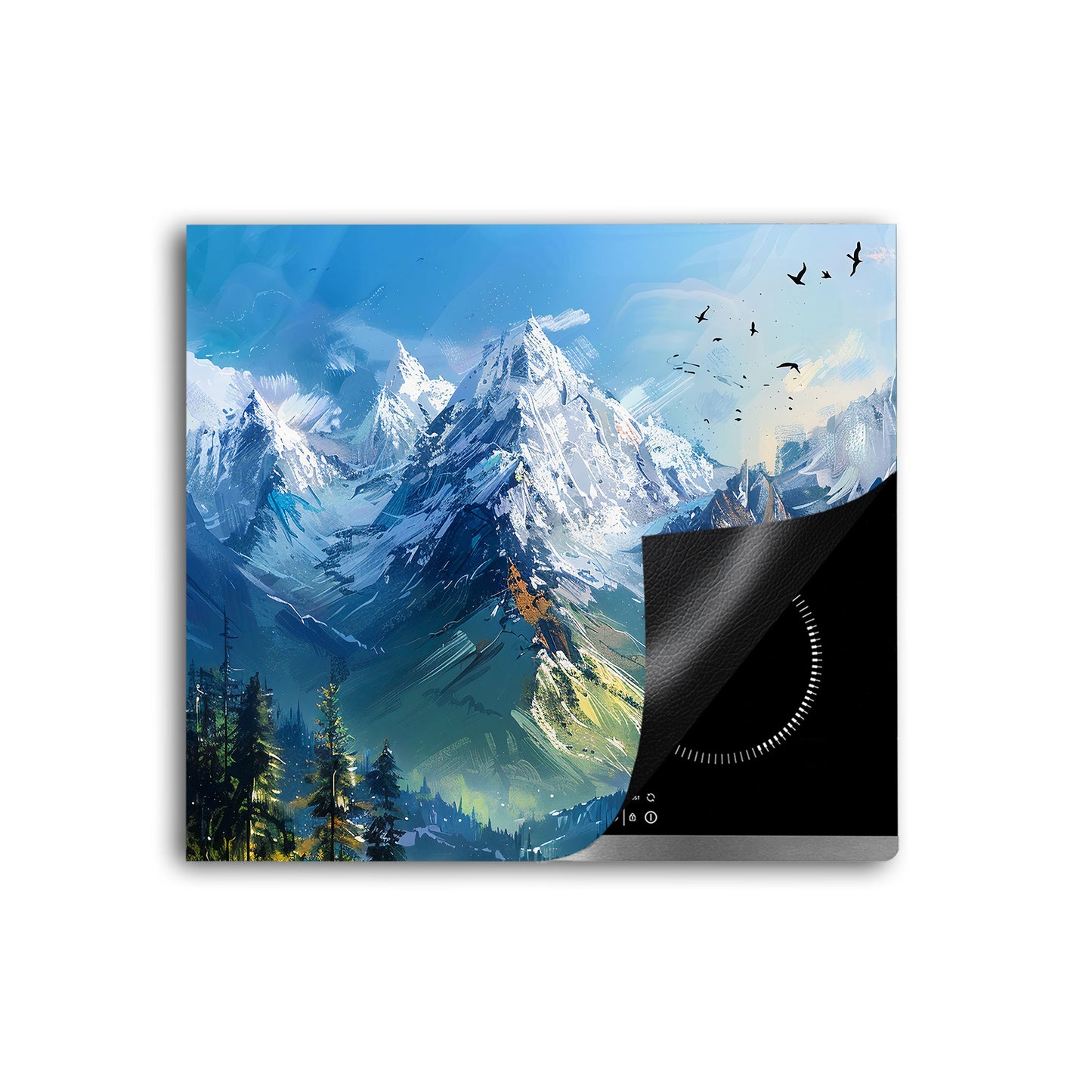 Berglandschaft mit See farbenfroh Herdabdeckplatte Induktionsschutz für Ceranfeld & Küche Deko