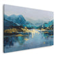 Berglandschaft See abstrakt Natur blau goldene Akzente Wandbild